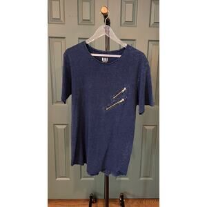 Urban‎ Outfitters Nana Judy Blue T Shirt with Zipper Detail, Casual Fashion Tee